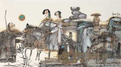 施大畏 辛巳(2001年)作 人物 镜心 70.5×140cm